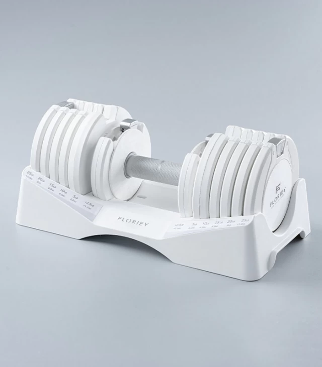 27.5lb white adjustable dumbbell set from T9 series, ideal for home gym use