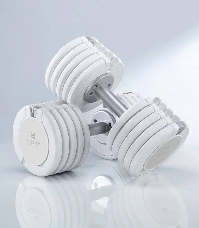 T9 Series 50 lb adjustable white dumbbells