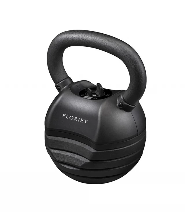 30lb black adjustable kettlebell angled view