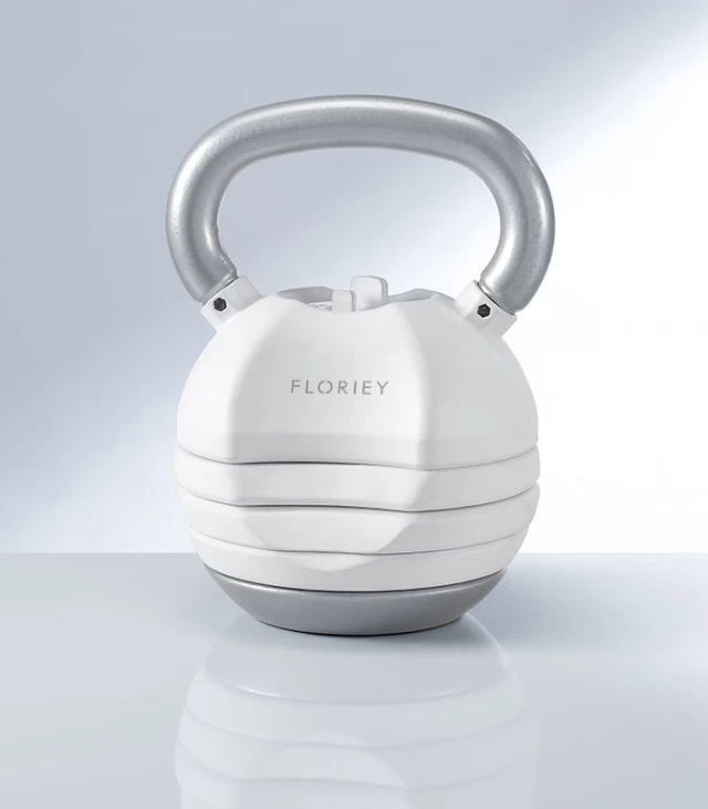 40lb white adjustable kettlebell front view - Floriey